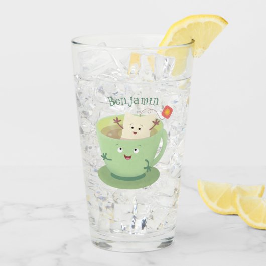 可愛いティーバグのカップ漫画ユーモアキャラクター タンブラーグラス (アイス裏面)