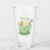 可愛いティーバグのカップ漫画ユーモアキャラクター タンブラーグラス (正面)