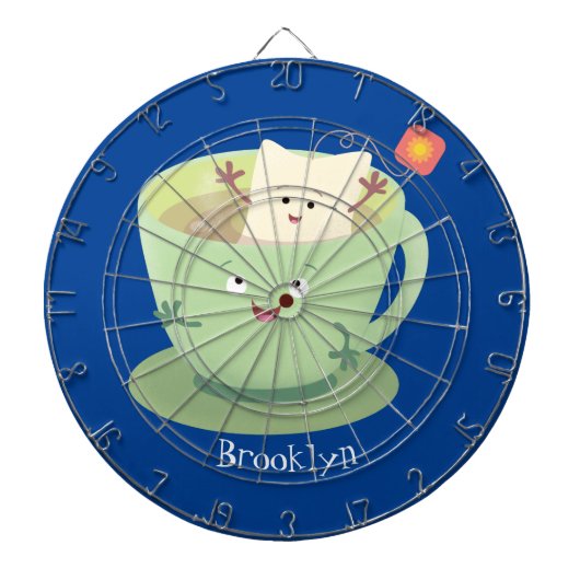 可愛いティーバグのカップ漫画ユーモアキャラクター ダーツボード (正面)