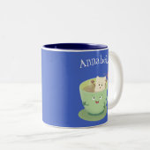 可愛いティーバグのカップ漫画ユーモアキャラクター ツートーンマグカップ (正面右)