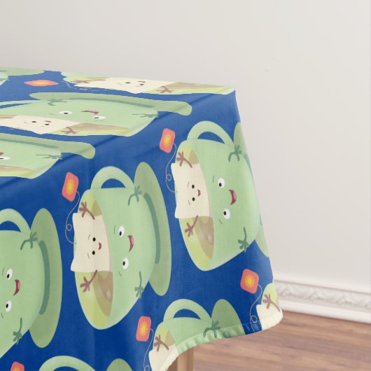 可愛いティーバグのカップ漫画ユーモアキャラクター テーブルクロス (インサイチュ)