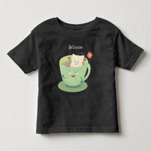 可愛いティーバグのカップ漫画ユーモアキャラクター トドラーTシャツ
