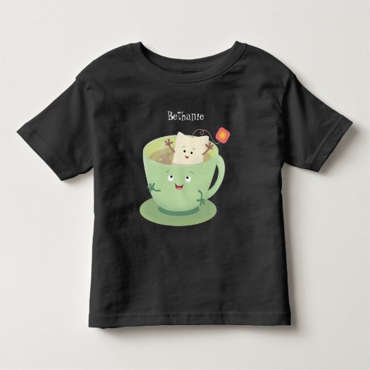 可愛いティーバグのカップ漫画ユーモアキャラクター トドラーTシャツ (正面)