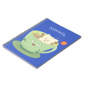 可愛いティーバグのカップ漫画ユーモアキャラクター ノートブック (左側)