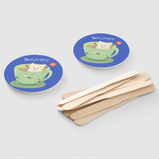 可愛いティーバグのカップ漫画ユーモアキャラクター ハンドファン (組立なし)