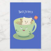 可愛いティーバグのカップ漫画ユーモアキャラクター フードラベル (シングルラベル)