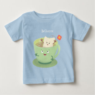 可愛いティーバグのカップ漫画ユーモアキャラクター ベビーTシャツ