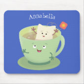 可愛いティーバグのカップ漫画ユーモアキャラクター マウスパッド (正面)