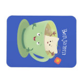 可愛いティーバグのカップ漫画ユーモアキャラクター マグネット (横)