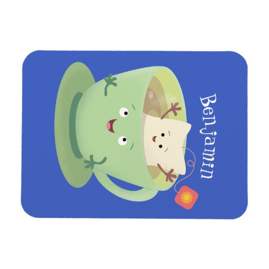 可愛いティーバグのカップ漫画ユーモアキャラクター マグネット (横)