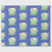 可愛いティーバグのカップ漫画ユーモアキャラクター ラッピングペーパー (フラット)