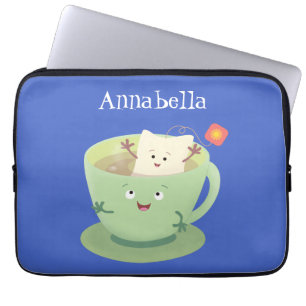 可愛いティーバグのカップ漫画ユーモアキャラクター ラップトップスリーブ