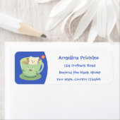 可愛いティーバグのカップ漫画ユーモアキャラクター ラベル (インサイチュ)