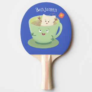 可愛いティーバグのカップ漫画ユーモアキャラクター 卓球ラケット