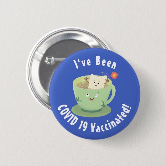 可愛いティーバグのカップ漫画ユーモアキャラクター 缶バッジ (正面&裏面)