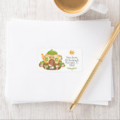 可愛いティーポットハウス猫と差出人住所 ラベル (インサイチュ)