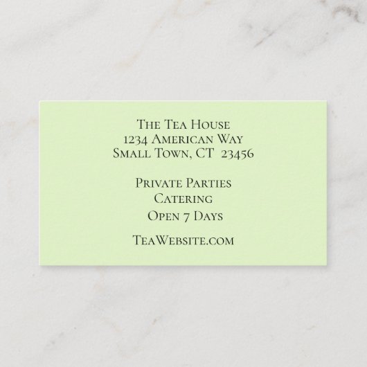 可愛いティーポット茶室の名刺 名刺 (裏面)