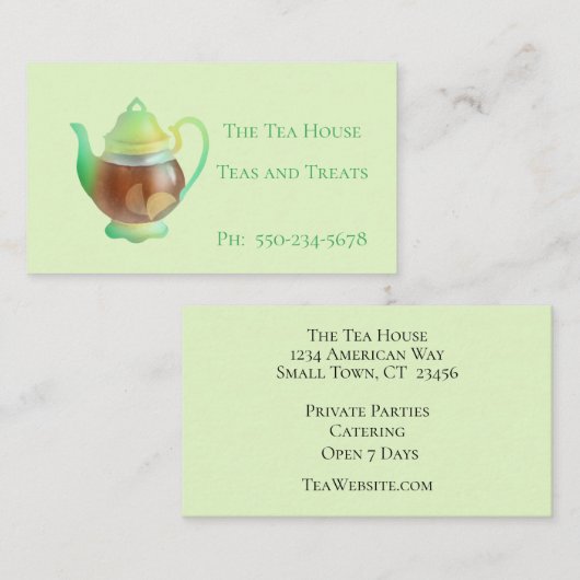 可愛いティーポット茶室の名刺 名刺 (正面/裏面)