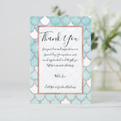 可愛いティール(緑がかった色)ピンクグリッターウォーターカラーマーメイドはかりで測 サンキューカード (スタンド正面)