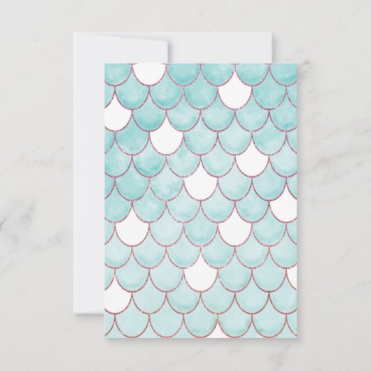 可愛いティール（緑がかった色）ピンクグリッターウォーターカラーマーメイドはかりで測 サンキューカード (裏面)