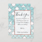 可愛いティール(緑がかった色)ピンクグリッターウォーターカラーマーメイドはかりで測 サンキューカード (正面/裏面)