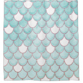 可愛いティール（緑がかった色）ピンクグリッターウォーターカラーマーメイドはかりで測 シャワーカーテン (正面)