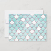 可愛いティール(緑がかった色)ピンクグリッターウォーターカラーマーメイドはかりで測 セーブザデート (裏面)