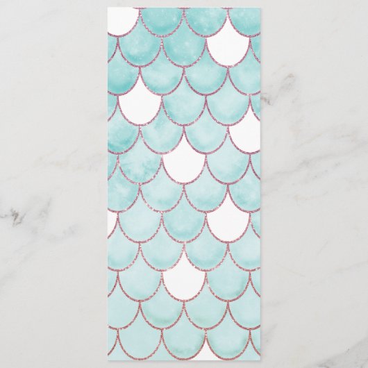 可愛いティール（緑がかった色）ピンクグリッターウォーターカラーマーメイドはかりで測 メニュー (裏面)