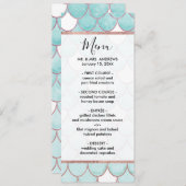 可愛いティール（緑がかった色）ピンクグリッターウォーターカラーマーメイドはかりで測 メニュー (正面/裏面)