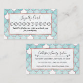 可愛いティール（緑がかった色）ピンクグリッターウォーターカラーマーメイドはかりで測 ロイヤリティカード (正面/裏面)