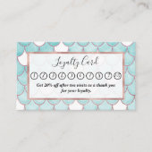 可愛いティール（緑がかった色）ピンクグリッターウォーターカラーマーメイドはかりで測 ロイヤリティカード (正面)