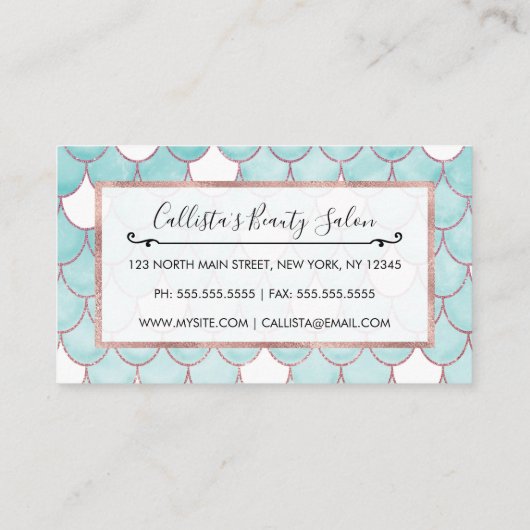 可愛いティール(緑がかった色)ピンクグリッターウォーターカラーマーメイドはかりで測 割引カード (裏面)