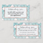 可愛いティール（緑がかった色）ピンクグリッターウォーターカラーマーメイドはかりで測 割引カード (正面/裏面)