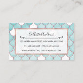 可愛いティール(緑がかった色)ピンクグリッターウォーターカラーマーメイドはかりで測 名刺 (裏面)