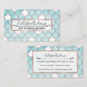 可愛いティール(緑がかった色)ピンクグリッターウォーターカラーマーメイドはかりで測 名刺 (正面/裏面)