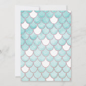 可愛いティール(緑がかった色)ピンクグリッターウォーターカラーマーメイドはかりで測 招待状 (裏面)