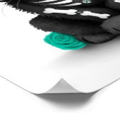 可愛いティール(緑がかった色)ブルーの死んだ子猫の日ホワイト ポスター (角)