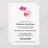 可愛いテディバレンタインデー感謝していのカード 招待状 (正面/裏面)