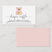 可愛いテディベアおむつラッフルベビーガールシャワー エンクロージャーカード (正面/裏面)