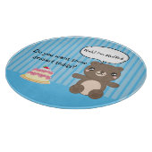 可愛いテディベアおもしろいキッズジョークブルーストライプの カッティングボード (角)