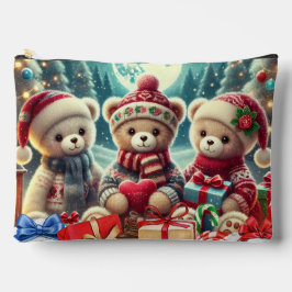 可愛いテディベアがメリークリスマス アクセサリーポーチ