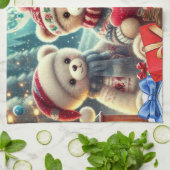 可愛いテディベアがメリークリスマス キッチンタオル (折り畳み)