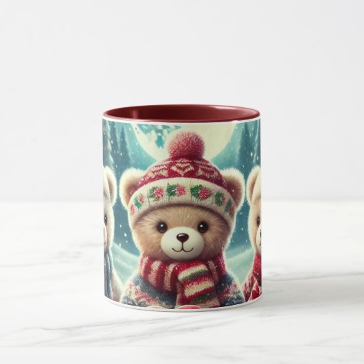 可愛いテディベアがメリークリスマス マグカップ (中央)