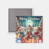 可愛いテディベアがメリークリスマス マグネット (正面/裏面)