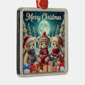 可愛いテディベアがメリークリスマス メタルオーナメント (右)