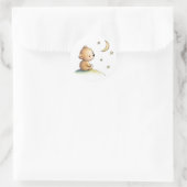 可愛いテディベアが星を見ているスケッチ ラウンドシール (バッグ)