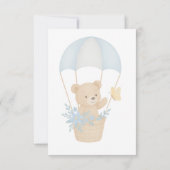 可愛いテディベアとパラシュート赤ちゃんシャワー サンキューカード (裏面)