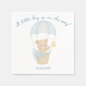 可愛いテディベアとパラシュート赤ちゃんシャワー スタンダードカクテルナプキン (正面)