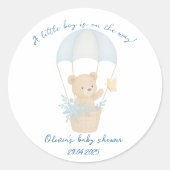 可愛いテディベアとパラシュート赤ちゃんシャワー ラウンドシール (正面)