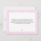 可愛いテディベアとピンクの弓ベビーガールシャワー サンキューカード (裏面)